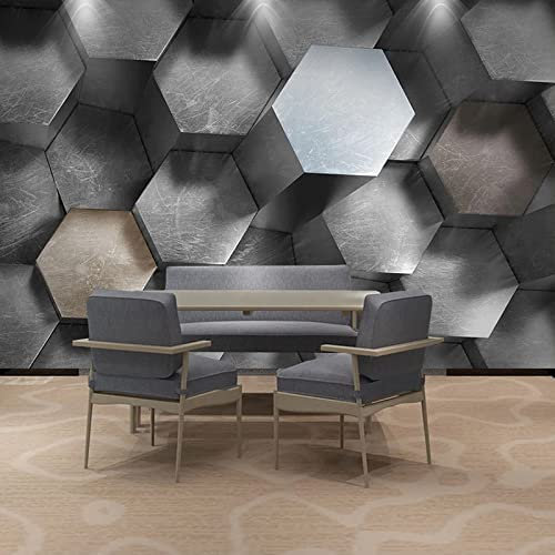Photo Wallpaper Gray Cement Abstract Art Hexagon Geometry Wallpaper Mural Picture Photo Murals Wallpaper Mural Wallpaper 3D Wallpaper Paste Living Room The Wall for Bedroom Mura 400 (W) x 280 (H) cm