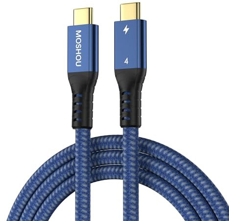 MOSHOU Thunderbolt 4 Kabel USB4 100W,USB-C auf USB-C Kable,8K@60Hz,unterstützt 100W Leistung und 40Gbit/s Datentransfer schnell Ladekabel für iPhone15 Macbook Matebook iPad Pixel PS5 Switch (1m)