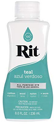 Rit Dye - Tinte líquido para tela de 8 onzas para ropa, decoración y manualidades, color verde azulado con fijador de color