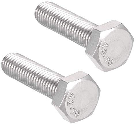 XYWHPGV Bullone a testa esagonale sinistro M10 M10-1.5 x 40 mm UNC A2-70 (304) Bulloni a vite maschio esagonale con filettatura inversa in acciaio inossidabile 2 pezzi(7da0a 6146e bf98b 77167 6e1e6 6e