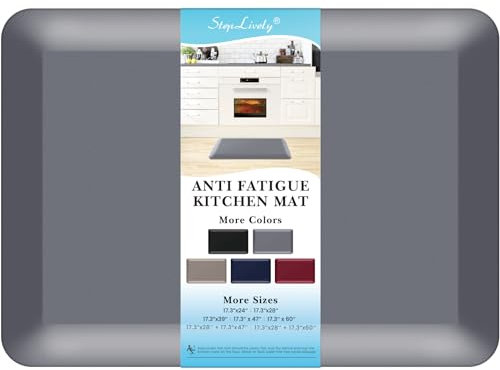10,2 cm dicke Küchenmatte, für Schreibtisch, Anti-Ermüdungsmatten für Küchenboden, wasserdicht, rutschfest, Küchenteppich für Spüle, Büro, Küche (43 x 61 cm, grau)