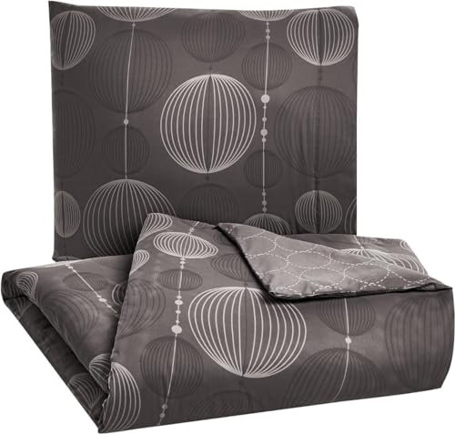 Sonive Housse de Couette 135x200 cm +Taies d'oreiller 80x80 cm, Couette 4 Saison 100% Couette en Microfibre, Gris foncé