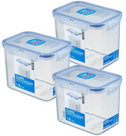LocknLock 3er Set HPL812 Vorratsdosen - Frischhaltedosen 1 Liter - Maße (LxBxH): 151 x 108 x 117 mm - Geeignete Dosen zum Einfrieren und Mikrowelle - Lock and Lock Dosen Food Box Meal-Prep-Boxen
