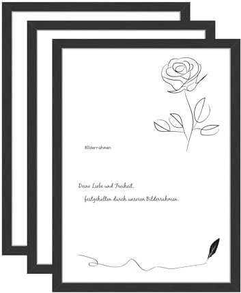 Hengsong Bilderrahmen 50x70 Schwarz 3er Set,Rahmen 50x70,Metallrahmen mit Plexi-Glas,mit Wandrahmen für Art&Family&Kinders,Aluminiumlegierung,Picture Frame für Foto von 50x70cm,ca.51×71cm