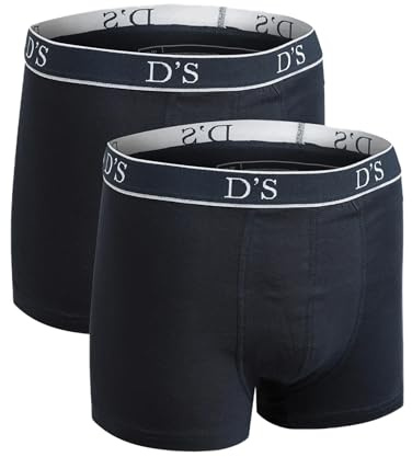 D'S DAMAT Boxershorts Herren (2-3-4-6) MultiPack, Unterhosen Männer Bequeme Baumwolle, Atmungsaktive Unterwäsche Herren Multipack, Weiche Gummiband Retroshorts, Grau, Marineblau, Schwa | l - Navy blau