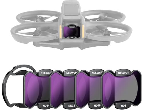 NEEWER Magnetic ND Filter Set mit magnetischem Montage Adapter kompatibel mit DJI Avata 2, 4 Pack Neutraldichte Filter ND8 ND16 ND32 ND64 Drohnen Objektiv Zubehör schmaler Rahmen und optisches HD Glas