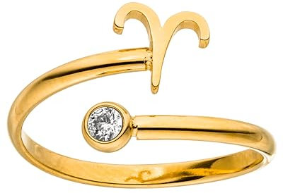 Purelei® Sternzeichen Ring Widder (Gold) – Wasserfester Damenring aus langlebigem Edelstahl – Verstellbare Ringe von Größe 60 bis 66 – Modeschmuck für deinen individuellen Look