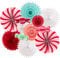 SUNBEAUTY Christmas Paper Fans Decorations Classroom Decorations Hanging Paper Fans with Candy Red and Green Christmas Folding Fan for Xmas Holiday Ceilings Wall Decor Winter New Year Party