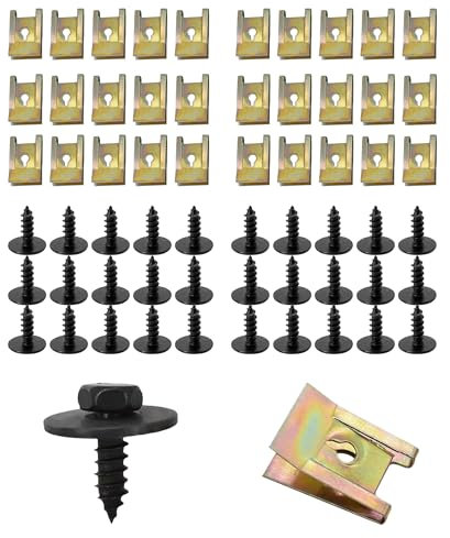 Flaconi Auto Befestigung Clips,karosserieschrauben,Schraube Mutter Clip,Blechmutter Blechschrauben Schraube Mutter Clip Schnappmutter Set,für Befestigung von Autodekorationsplatten (60pcs)