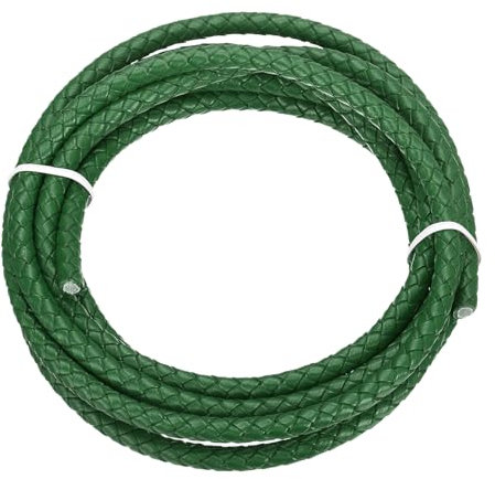 sourcing map Braided Leather Cord, 4mm Round Braided Faux Leather Necklace Cord Bolo Tie String 2 Yard for Jewelry Making Necklace Crafts Beading Braiding 53