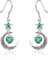 Qings Orecchini Luna con Pendenti Maggio Smeraldo Argento 925 Orecchini Stella e Luna crescente Celtica con Pietra di Nascita di Cuore per Donne