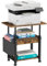 3-Ebene Höhenverstellbar Druckertisch mit Rollen, 56x38cm Mobiler Druckerständer mit Stoffschublade&Seitentasche, Home Office Druckerhalter Büro Druckerwagen Drucker Regal, Industrie Holz