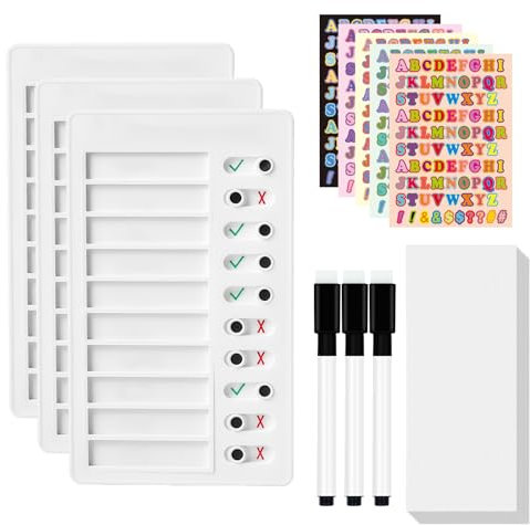 3 Platten Wochenplaner Whiteboard 20 X 12 cm Mit 3 Marker Pen & 10 Blank Paper, To Do Liste Abwischbar Kinder Memo Routinen Planner Tafel - Ein Einfacher Plan