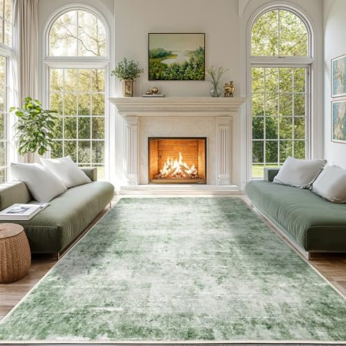 AiAngu Abstrakte Teppich Schlafzimmer 140x200cm, Super Weicher Wohnzimmerteppich für Esszimmer Schlafzimmer, Waschbar rutschfest Kunstwolle Teppiche(Grün)