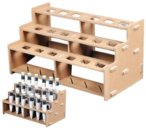 Generisch Paint Tube Organiser, Paint Tube Storage - 3 Layer Wooden Artificial Tubes Brush Holder Stand, Holds up to 18 Bottles, Painters and Storage for Artists, Art Lovers