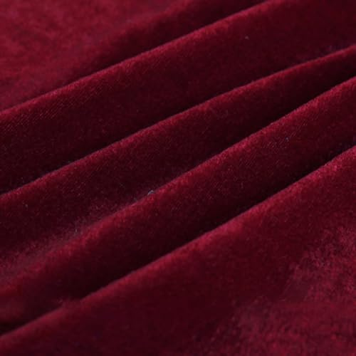 Anevous 3m x 165cm Pannesamt Stoff Meterware für Deko, Samt ähnliche Dekostoff, Stoffe zum Nähen, Samtstoff Basteln und Bekleidung Für Kleidung Vorhänge Gardinen Bühne Tischdecke Deko,Weinrot