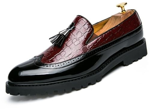 ANUFER Uomo Bello Mocassini con Nappe Wingtip Brogue Slip-on Formali Scarpe da Sera