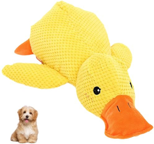 ClcIosis Anti Stress Ente Hund, Gelbe Ente Design, Anti Stress Ente für Hunde Quietschendes Plüsch-Spielzeug (Gelb, 24 * 20cm)