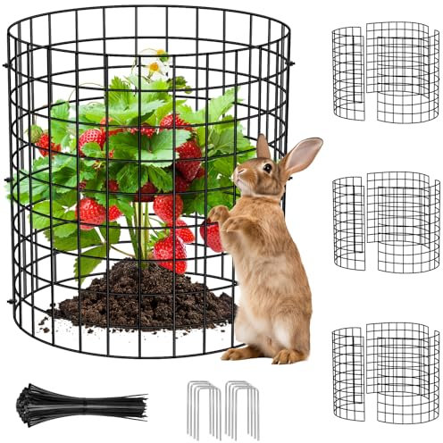Heekcaa 3 Pack Plant Protectors from Animals,Metal Plant Protection Cover Garden Protector Cage Wire Garden Cloches for Plants with Stakes and Nylon Ties (3, Blue)