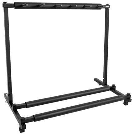 KigerNee 5-Fach Gitarrenständer Metall Mehrfachständer | Hochfestes Eisenrohr 25x25mm & Schaumstoffpolster | Klappbarer Display-Ständer für E-Gitarren/Bass/Ukulelen (Schwarz)