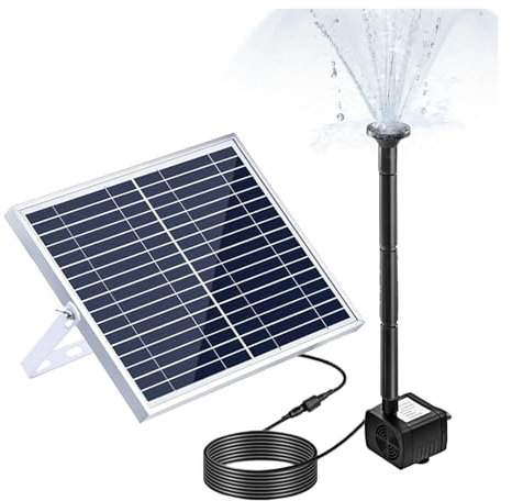 JHXHFJXZ Bomba de Fuente Solar de 10 W con Panel Solar Grande, 3 boquillas y Altura máxima de Agua de 100 cm for baño de pájaros, pecera, Estanque pequeño y jardín. Rendimiento Alto