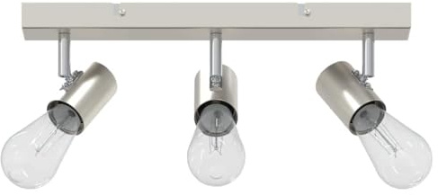 vidaXL Deckenstrahler mit Strahlern Nickel 38 x 6,5 x 11,5 cm Metall | Eingebaute Lichter erhellen deinen Raum mit einem starken, breiten Lichtstrahl, Passe die Helligkeit für die Stimmung an,