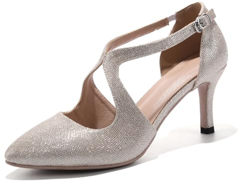 HIPPOSEUS Escarpins Femme à Bout Pointu Sexy Chaussures Talon Aiguille avec Bride Cheville pour Fête Mariage Soirée ou Sortie Habillée