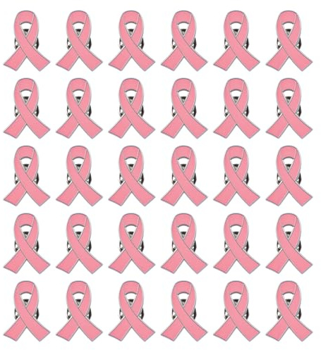 Lot de 30 badges en émail Rose pour Sensibilisation au Cancer du Sein - Broches Durables et Légères pour Femmes et Filles, pour Événements Caritatifs et Collectes de Fonds