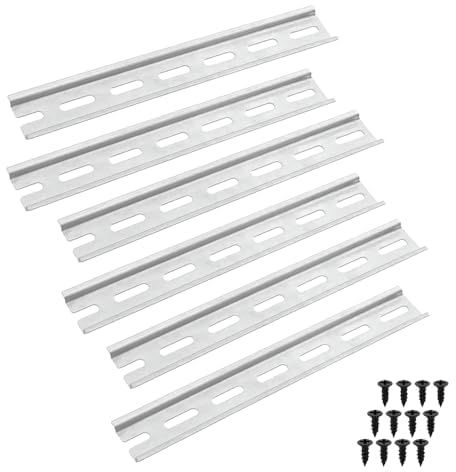 Offgridtec 6-tlg. Aluminium-DIN-Schienen-Satz, 35×7,5×1,2 mm Top-Hat-Profil | Für Elektroverteilungen, 6×20 cm Schienen, 12 Schrauben, Leitungsschutzschalter, Klemmen & Steuerungsfelder
