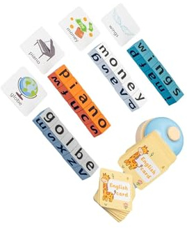 Zanthicia Alphabet Puzzle Bausteine, Holzbausteine, Rechtschreibspiel, Lernspiele für häufige Wörter, ABC Kreuzworträtsel, lustiges und schnelles Wortspiel mit Lernkarten , mit Glocke