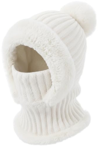 DRESHOW Bonnet Femme Hiver Chapeaux d'hiver pour Femmes Balaclava Knit Beanie Skull Cap Tricotée Cagoule à Capuche