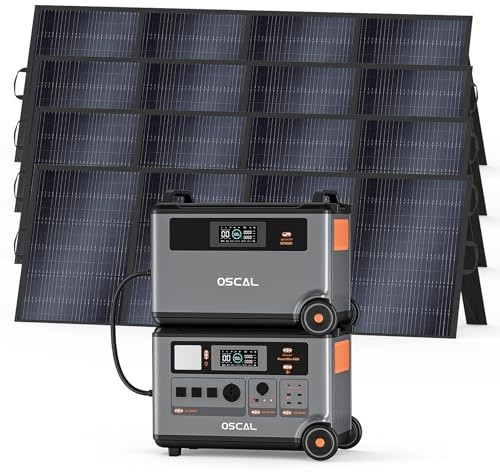 7200 Wh Tragbare Powerstation 6000W Solargenerator mit 4 * 400W Solarpanel, Modular Erweiterbar auf 57.6kWh, Solarstromerzeuger LiFePO4 Akku Notstromaggregat für Haus/Camping/Notfälle/Wohnmobil
