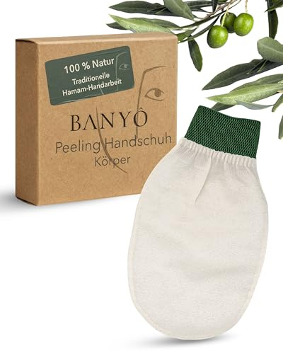 BANYÔ Peelinghandschuh mit Gummibund für Körper | 100% Viskose | Pflegehandschuh, sanft zur Haut, fördert Durchblutung, effektiv gegen raue Haut & eingewachsene Haare