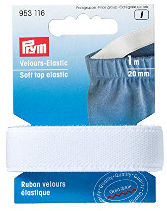 Prym 953116 Velour-Elastic 20 mm weiß