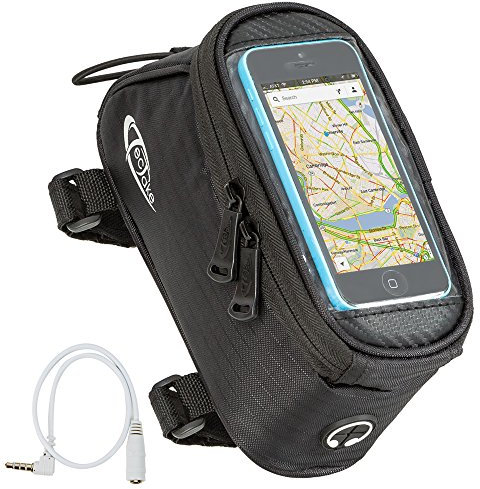 tectake® Handy Fahrradtasche, Fahrrad Rahmentasche, Fahrradtasche Rahmen, Handyhalter wasserabweisend, Handyhalterung, Fahrrad Tasche als Rennrad Zubehör, für e Bike oder Mountainbike - Schwarz, S