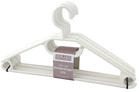 Sustania KleBü - Kleiderbügel 50 Stück in weiß | Wäschebügel aus Kunststoff - Made in Germany