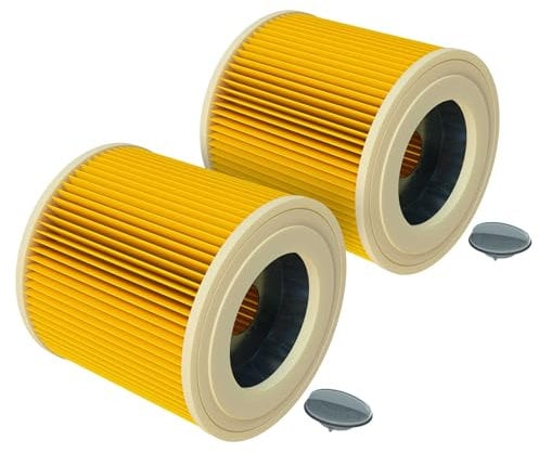 vhbw 2x filtre plissé compatible avec Kärcher WD 2500 M, WD 3200 AF aspirateur - jaune
