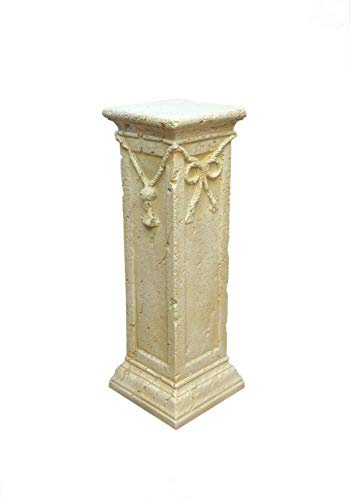 Antikes Wohndesign Griechische Blumensäule Blumenständer Säule Kordelsäule Podest Creme Beige H: 75cm