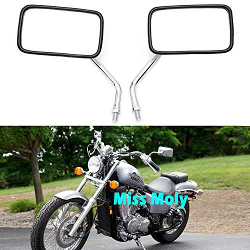 10mm Motorrad Spiegel, Chrome M10 Rückspiegel für Shadow VTX Boulevard Vulcan Intruder Scooter(Chrom#2)