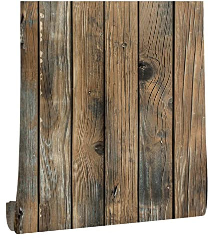 Vosarea Papier Peint en Bois Rustique Papier Peint en Planche de Bois Auto-Adhésif Papier Peint Amovible Bâton Et Peler Vinyle Faux Papier Peint en Bois