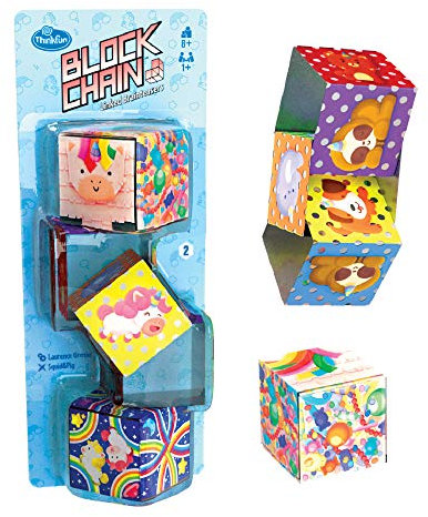 ThinkFun Block Chain Unicorns Challenge Logic Brain Game Puzzle and STEM Toy for Kids Age 8 Years Up, Multicolor,76426