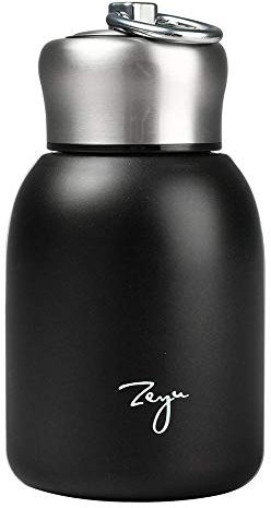 Gelory Pequeña taza de vacío portátil, de acero inoxidable, con aislamiento mate, para bebidas calientes y frías, botella de agua deportiva, 280 ml (negro)