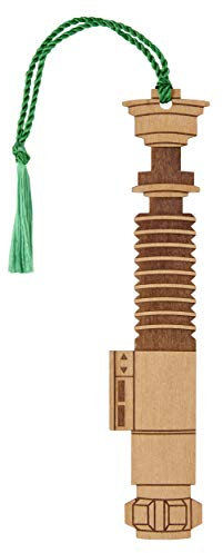 Star Wars Luke Skywalker Lichtschwert Lesezeichen - Lasergravur - Made in USA - Holz-Lesezeichen mit grüner Quaste