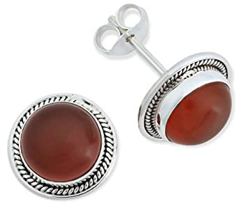 Ohrstecker 925 Silber Karneol orange roter Stein Edelstein Ohrringe echt Silber Damen Sterling Silber Stecker Geschenk(MOS-052-16)