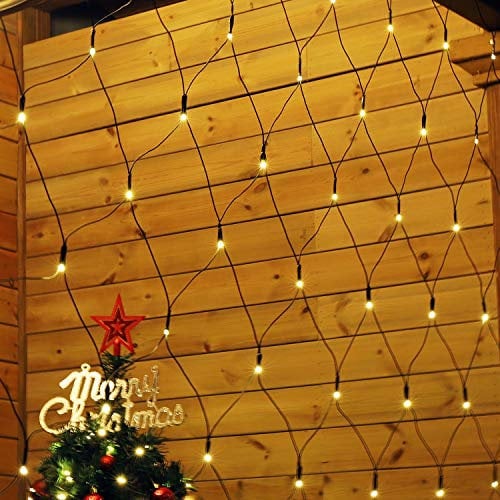 SALCAR Anti-Rust LED Light Net 3 x 2 m, Outdoor Christmas Lights 31 V Safety Power Supply, Bush 204 LED Fairy Lights Indoor and Outdoor for Christmas, Party, Birthday, Wedding - Warm White