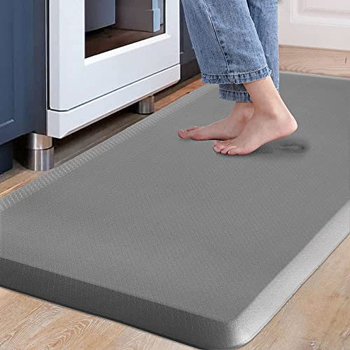 Carvapet Antideslizante Alfombra de Cocina Anti Fatiga Alfombrillas de Pie PVC Confort Acolchado Alfombrillas de Cocina Alfombra de Corredor(Gris,44x99cm)