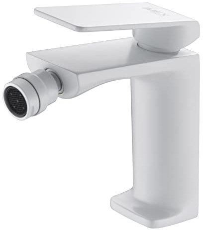 Mice - Grifo monomando de bidé para Agua Fría y Caliente, Griferia Baño Clásico, Mezclador Monomando para bidet grifo higienico color Blanco Mate BDF016-2BL