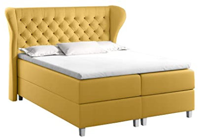Boxspringbett Karis Pocket-Matraze (Gelb - Fancy 48, 200 x 200)