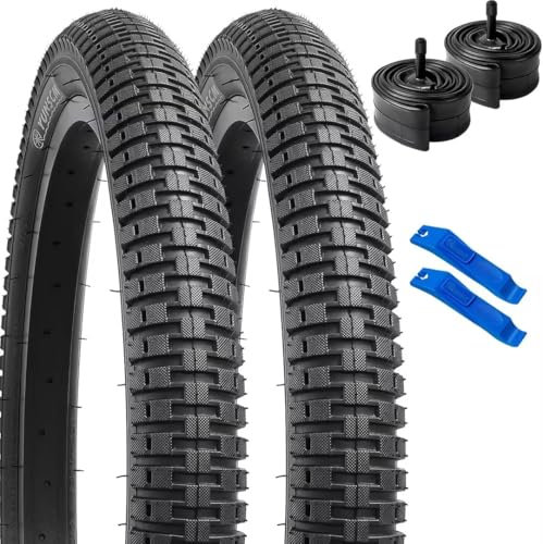 YunSCM 2PSC Faltbare 20 Zoll Reifen 20x2.25 Mantel 57-406 Plus 2PSC 20 Zoll Schlauch AV32mm Valve kompatibel Mountainbike Rennräder Citybikes 20x2.20 20x2.25 20x2.30 Fahrradreifen und schlauche
