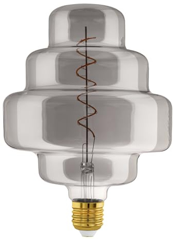 EGLO XXL E27 Lampe dimmbar, Spiral LED Retro Glühbirne Big Size | extra-großes Vintage Deko Leuchtmittel aus Rauchglas, 4 Watt, 110 Lumen, warmweiß, 2000 K, L 29 cm